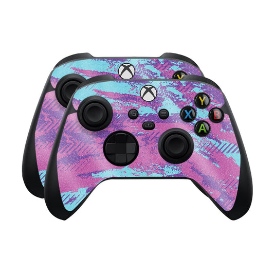 Glossy Glitter Skin Compatible with Microsoft Xbox Series X|S Controller (2 Pack) - Grunge Purple - Premium 3M Vinyl Protective Wrap Decal Cover - Easy to Apply | Crafted in The USA by MightySkins