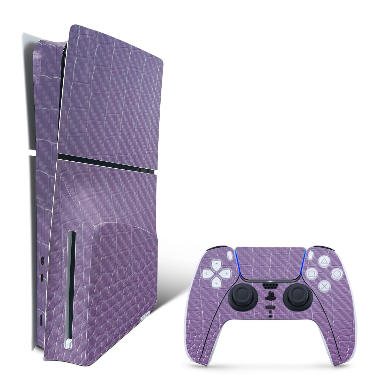 MightySkins Carbon Fiber Skin for PS5 Playstation 5 Slim Disc Edition Bundle - Purple Gator Skin Protective  Durable Textured Carbon Fiber Finish Easy to Apply Made in The USA