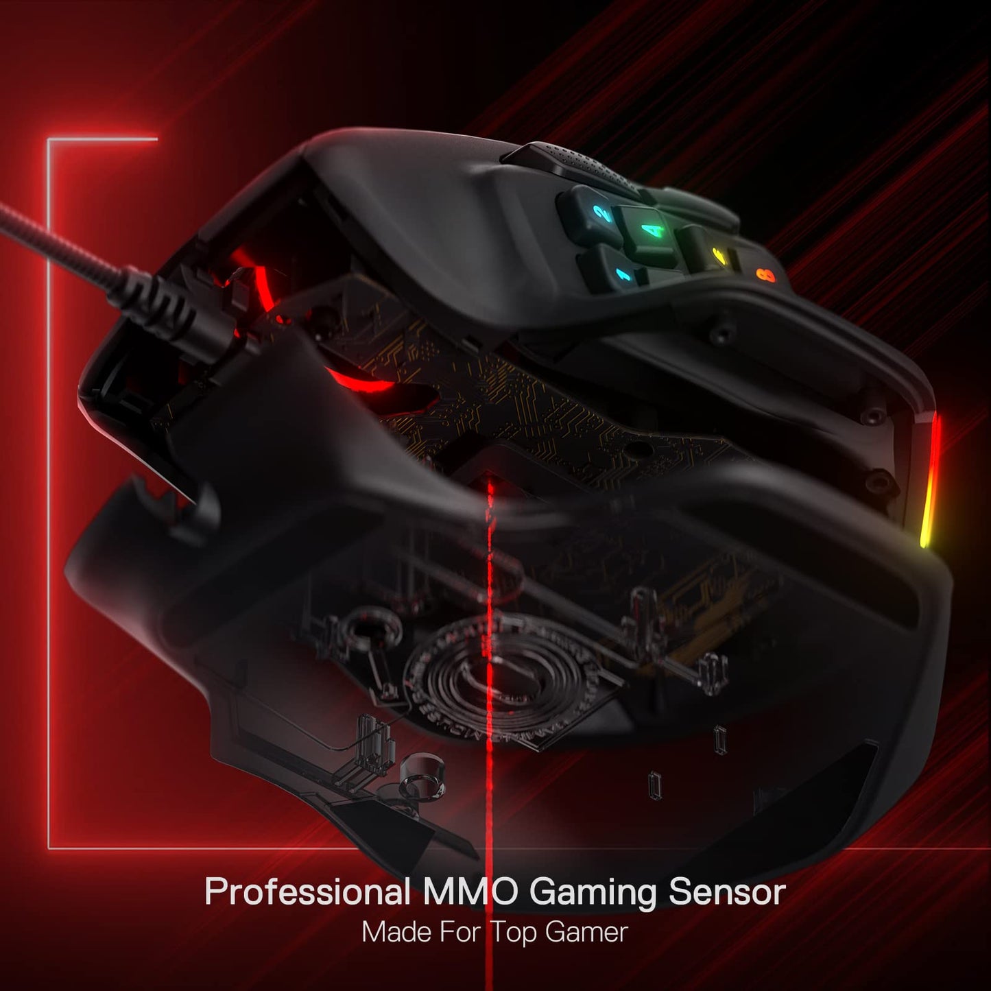 Redragon M811 Aatrox Wired MMO Gaming Mouse - 15 Programmable Buttons, Ergonomic Grip, RGB Backlit, Black