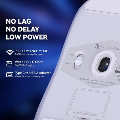 A.JAZZ AJ139 G Pro 4K Wireless Gaming Mouse, Ultra-Lightweight, 26000DPI, Dual Mode, Ergonomic Symmetric, White