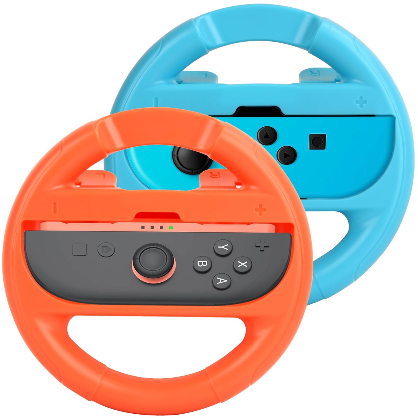 Lyvix Steering Wheel for Nintendo Switch - Ergonomic Racing Wheel, Quick Release, Orange Blue
