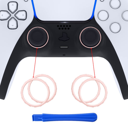 eXtremeRate Custom Accent Rings Replacement Accessories for PS5 Controller - Cherry Blossoms Pink