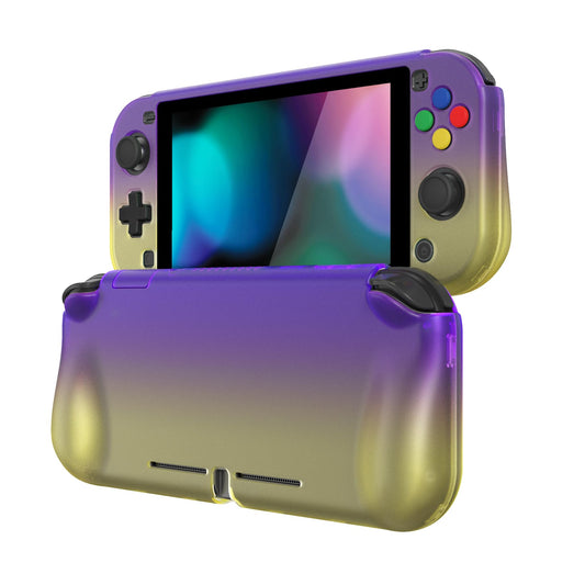 PlayVital ZealProtect Case for Nintendo Switch Lite - Ergonomic Grip, Shock-absorbent, Screen Protector, Gradient Purple Yellow