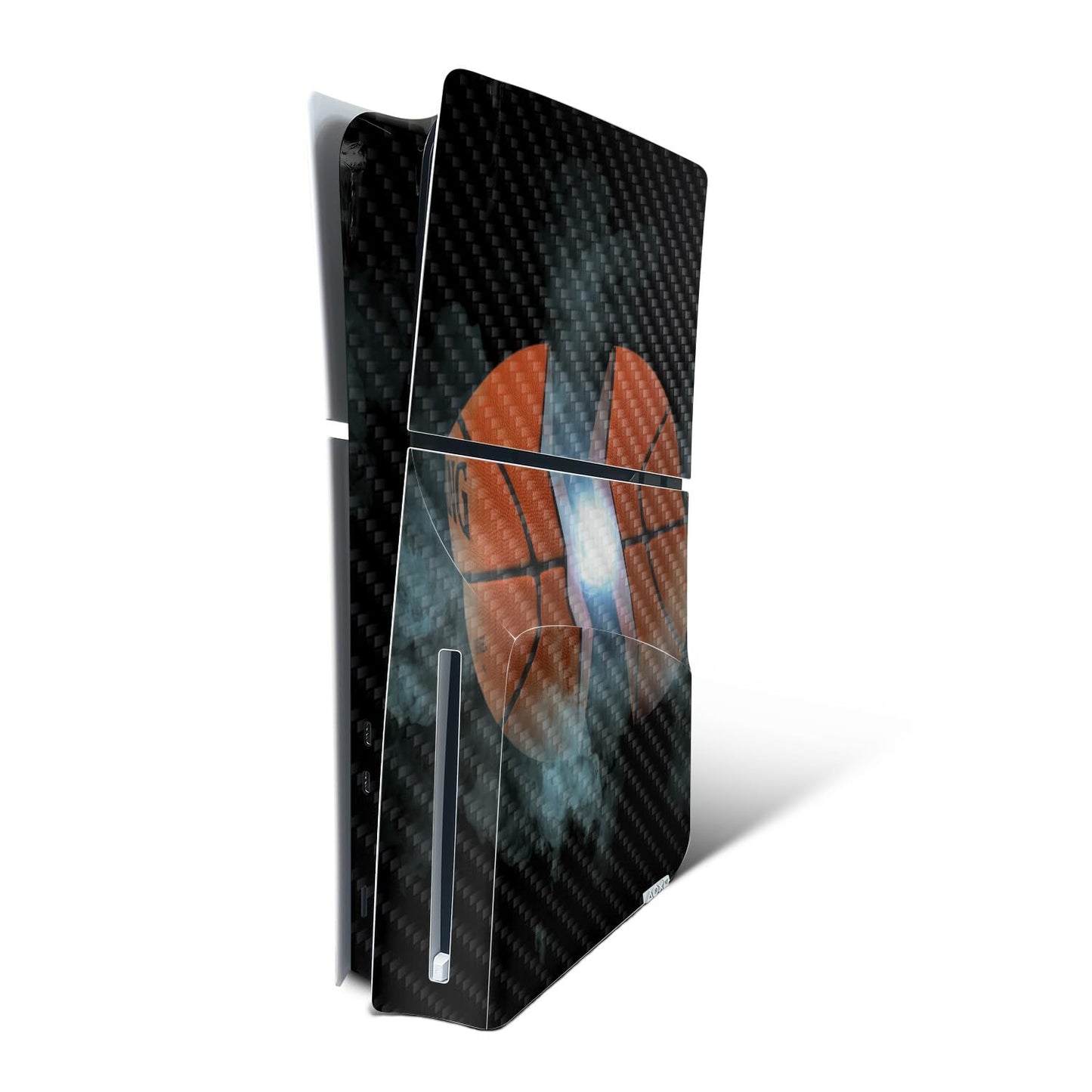 MightySkins Carbon Fiber Skin for PS5 PlayStation 5 Slim Disc Edition Console Only - Basketball Orb Protective Durable Textured Carbon Fiber Finish Easy to Apply Made in The USA