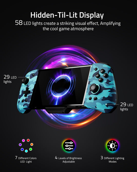 FUNLAB Switch Joycon Replacement Controller - Ergonomic Camo Blue Joypad with Customizable Features, Turbo, and Mapping