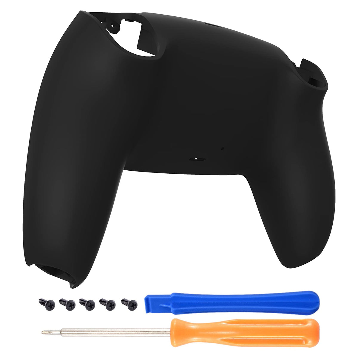 eXtremeRate Black Soft Touch Grip Custom Back Plate Bottom Shell Compatible with ps5 Controller  Replacement Back Shell Cover Compatible with ps5 Controller