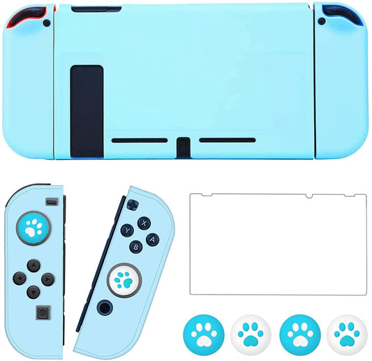 OLDZHU Blue Dockable Protective Case Cover Compatible with Nintendo Switch Joy-Con Controllers with Glass Screen Protector and 4 Thumb Grips Shock-Absorption and Anti-Scratch