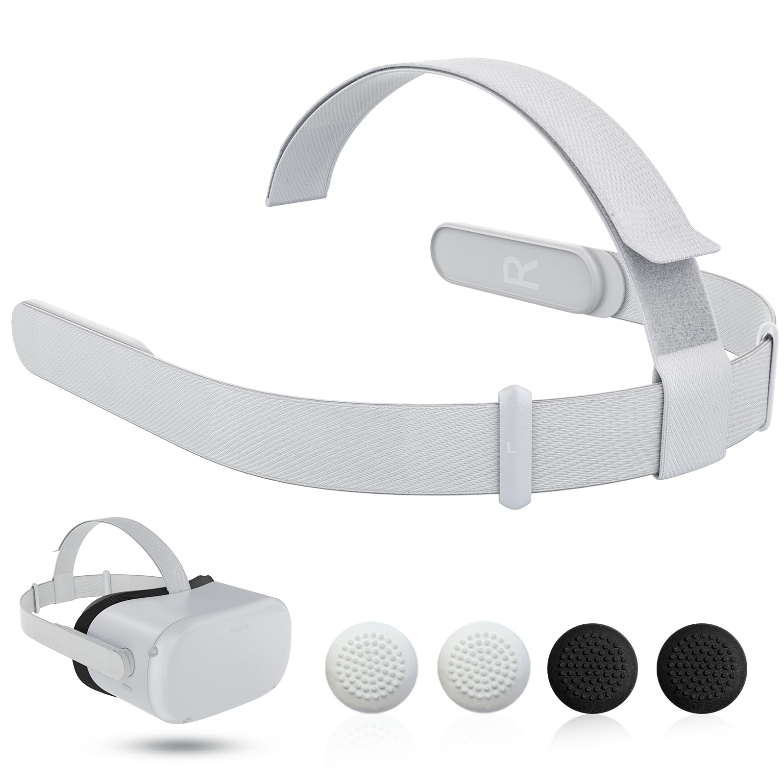 Head Strap for Oculus Quest 2 Headset  Original Replacement Head Strap for Meta Quest 2 Headstrap with 4 Pcs Controller Thumb Grip Caps Oculus Quest 2 HeadStrap Original Head Strap