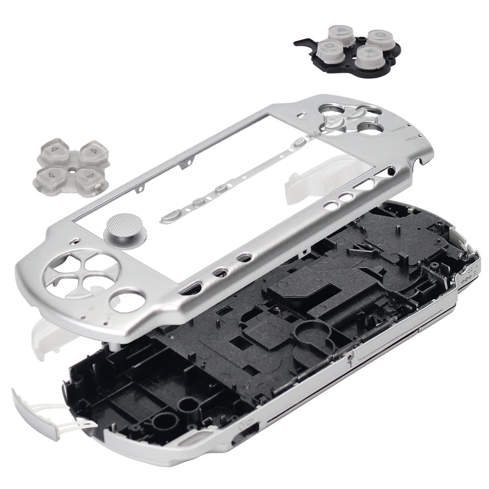 OSTENT Full Housing Shell Faceplate Case for Sony PSP 2000 - Silver, Model 012903