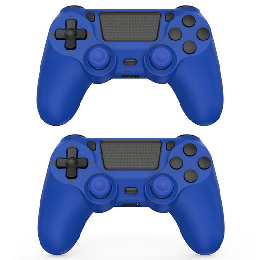 SHINXIN Wireless Controller for PS4/PC - Dual Vibration, 3.5mm Audio, Type-C Port, 2-Pack - Blue + Blue