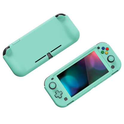 PlayVital ZealProtect Case for Nintendo Switch Lite - Hard Shell, Ergonomic Grip, Screen Protector, Thumb & Button Caps - Misty Green