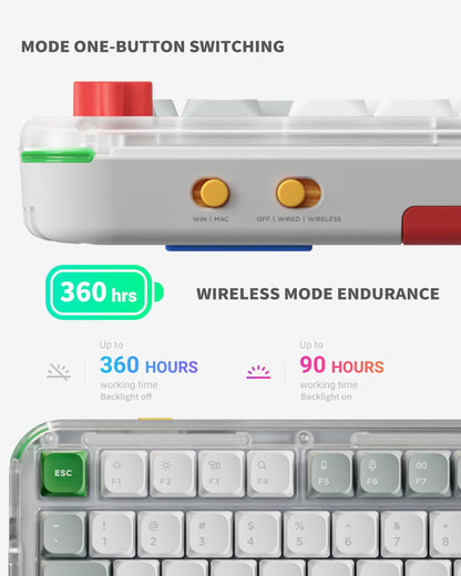 nuphy Kick75 Low Profile Wireless Mechanical Keyboard, 75% Layout, RGB Backlit, Brown Nano Switch, White