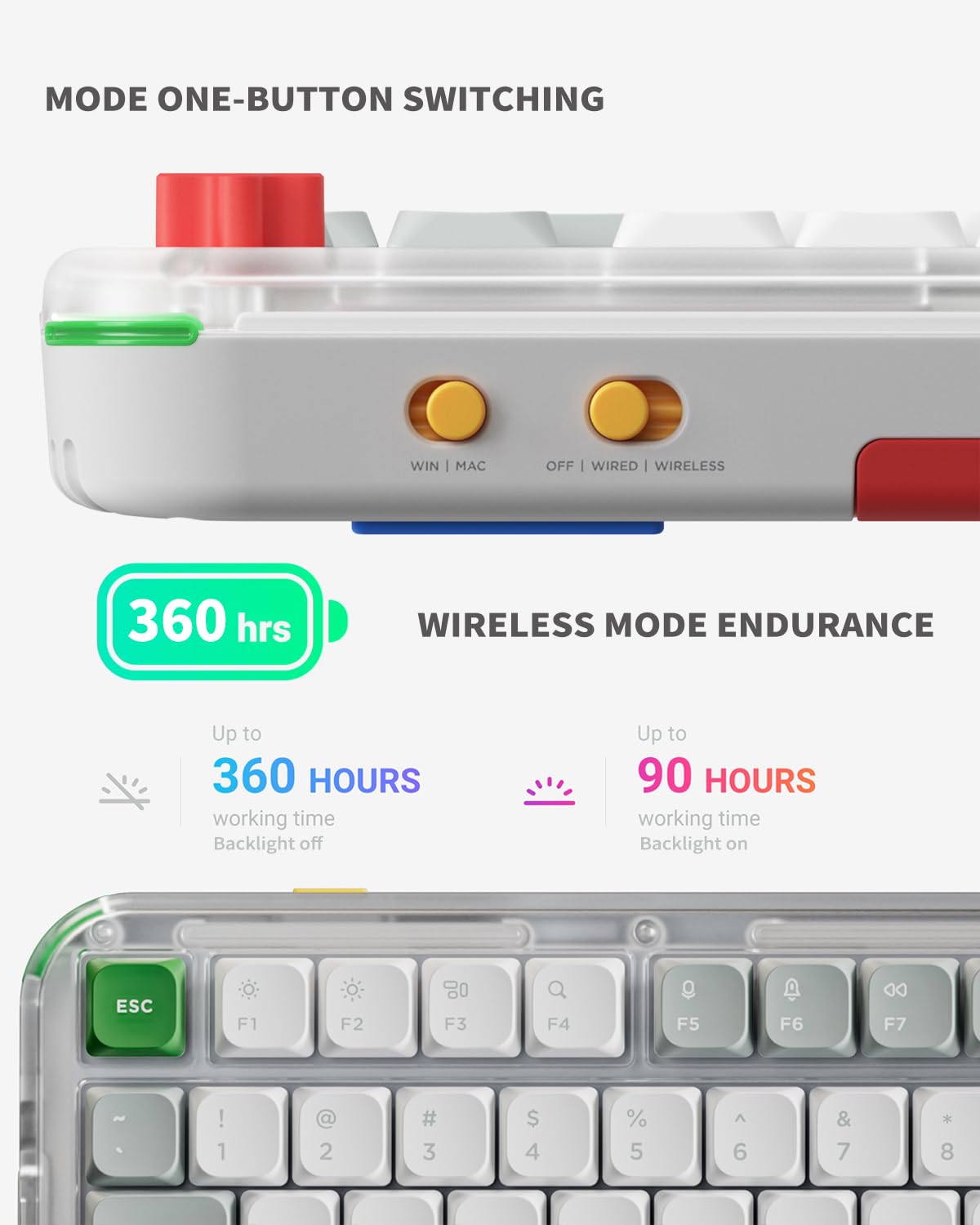 nuphy Kick75 Wireless Mechanical Keyboard - 75% Layout, RGB Backlit, Hot Swappable, Silver Nano Switch, Gray/Silver Color