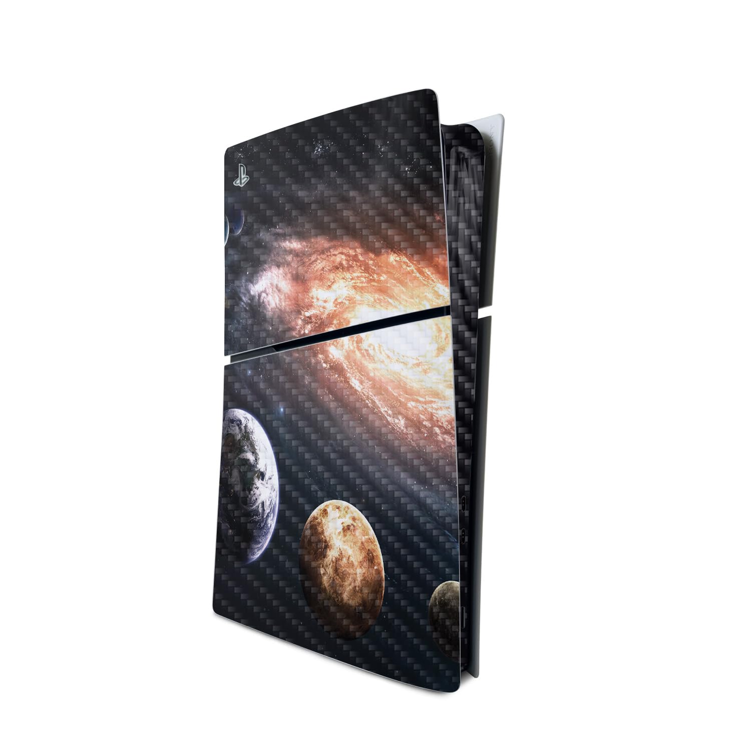 MightySkins Carbon Fiber Skin for PS5 Playstation 5 Slim Digital Edition Console Only - Solar Galaxy Protective  Durable Textured Carbon Fiber Finish Easy to Apply Made in The USA