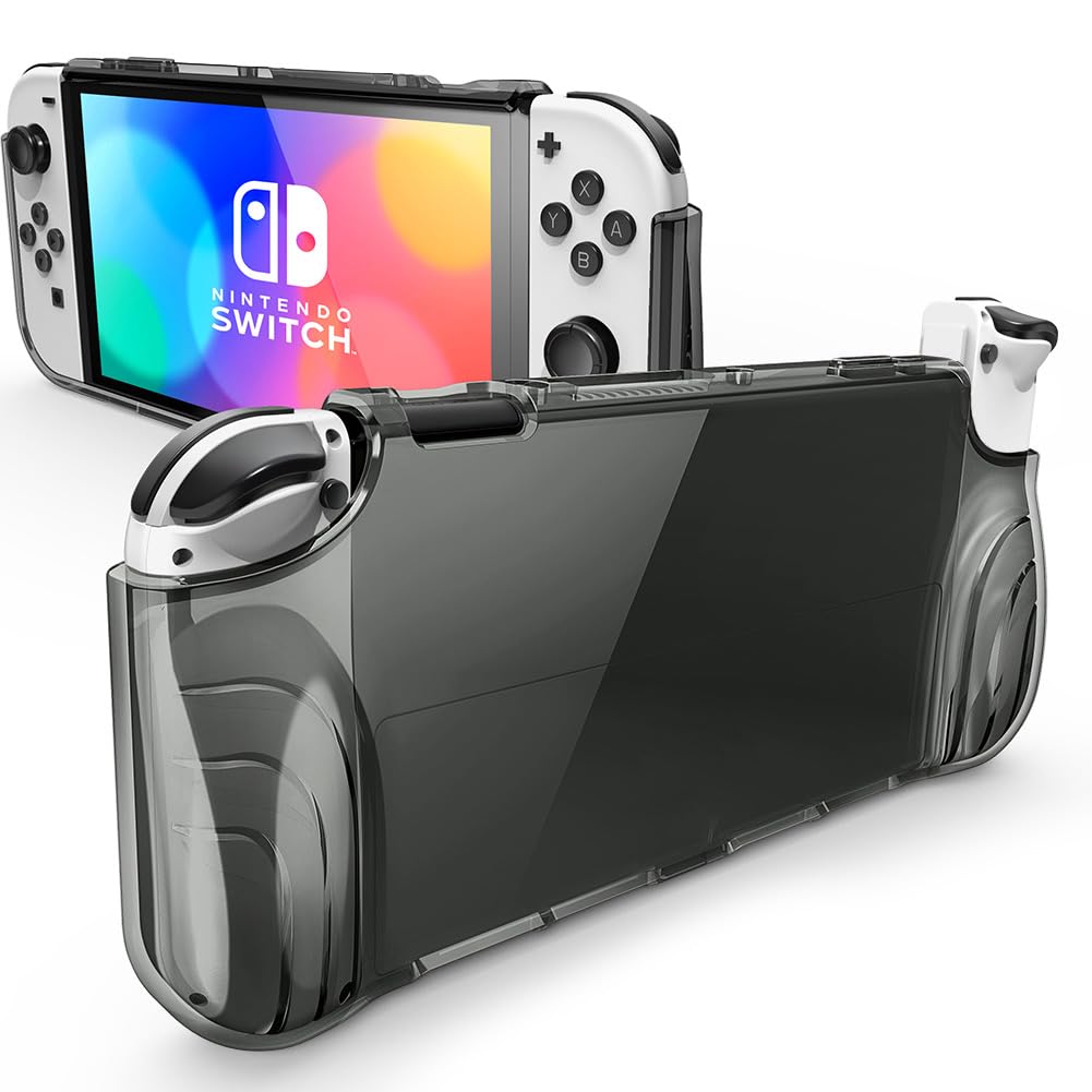 Mumba Case for Nintendo Switch OLED 2021  [Thunderbolt Series] Protective Clear Cover with TPU Grip Compatible with Nintendo New Switch OLED 7 Inch Console and Joy-Con Controller (FrostBlack)