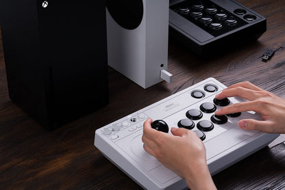 8Bitdo Wireless Arcade Stick for Xbox Series X|S, Xbox One, Windows 10 - White, 3.5mm Audio Jack, Model 6922621503729