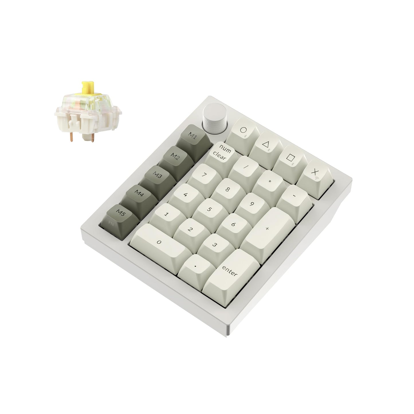 Keychron Q0 Max Wireless Custom Mechanical Numpad  2.4 GHz/Bluetooth 5.1/Wired QMK Number Pad  RGB Hot-Swappable with Gateron Banana Switch for Laptop Mac Windows Linux - White