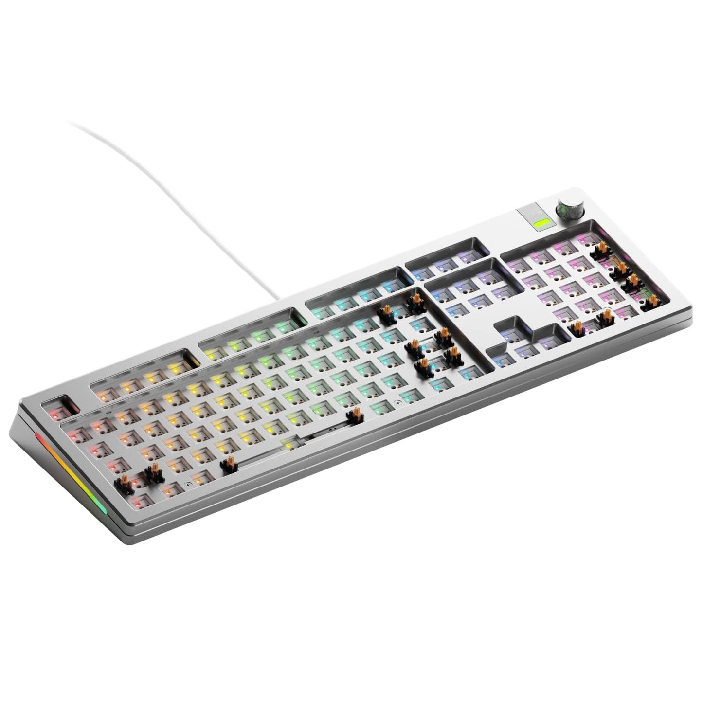 Glorious Gaming - GMMK 3 PRO Barebones Custom Keyboard Kit w/Knob  Custom Modular Aluminum Body & Gasket System  Hotswappable 100% Keyboard  Sound Dampening Foam  Aluminum Switch Plate ANSI (Silver)