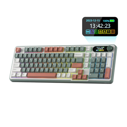 RK ROYAL KLUDGE S98 Mechanical Keyboard - 96% Wireless, Hot Swappable, Tactile Pale Green Switch, Clay Green Color