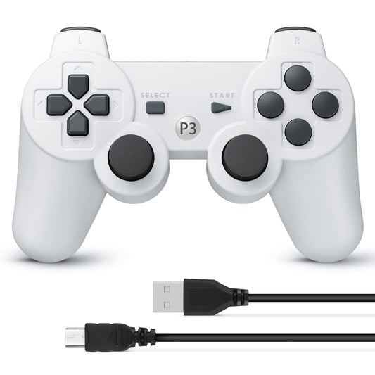 Powerextra PS-3 Wireless Controller Gamepad - Rechargeable Remote Control for PlayStation 3, White
