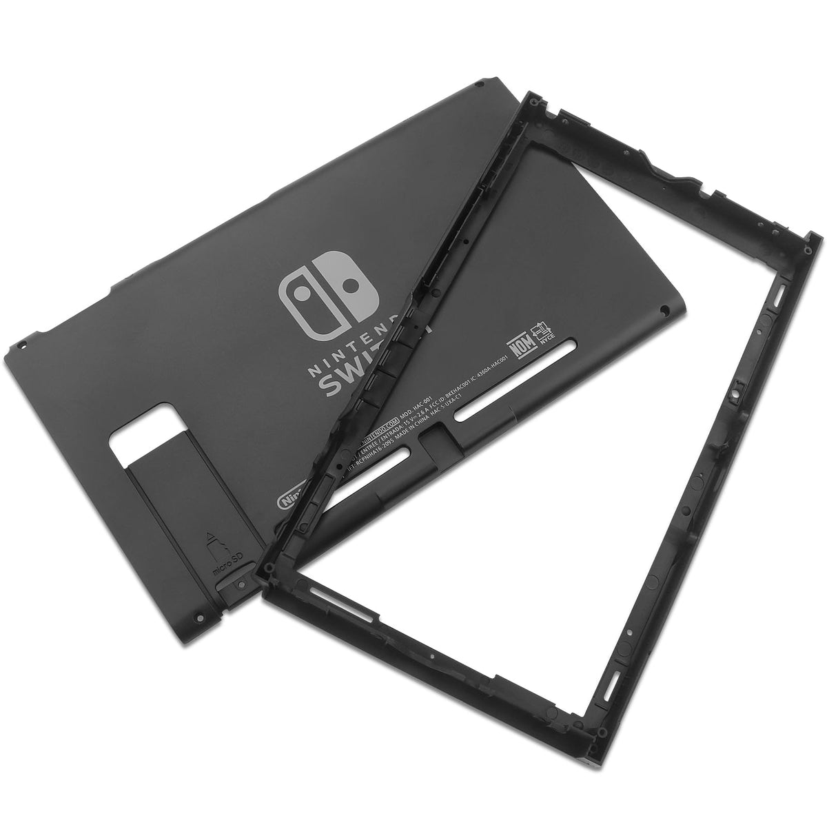Miruchertter Rear Back Cover Replacement Top Bottom Housing Shell Case Compatible with Ninntendo Switch Backplate Ninntendo Switch Accessories (Black  US Edition)