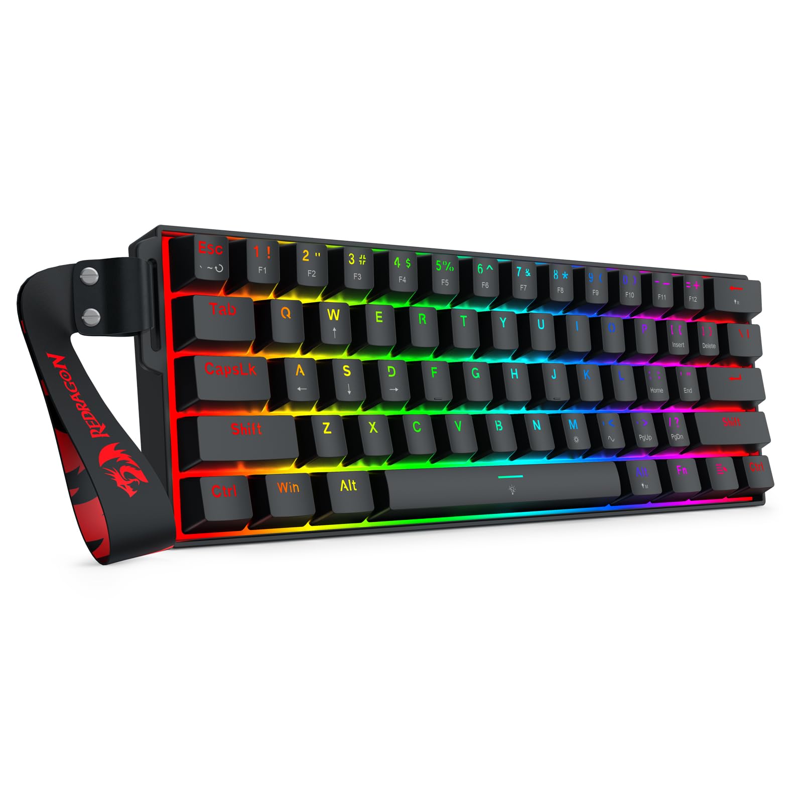 Redragon K617 HE Rapid Trigger Gaming Keyboard  60% 61 Keys Wired Mechanical Keyboard w/Hyper-Fast Actuation  Dedicated Hall Effect Magnetic Switch  Actuation Point Adjustable  Strap Version