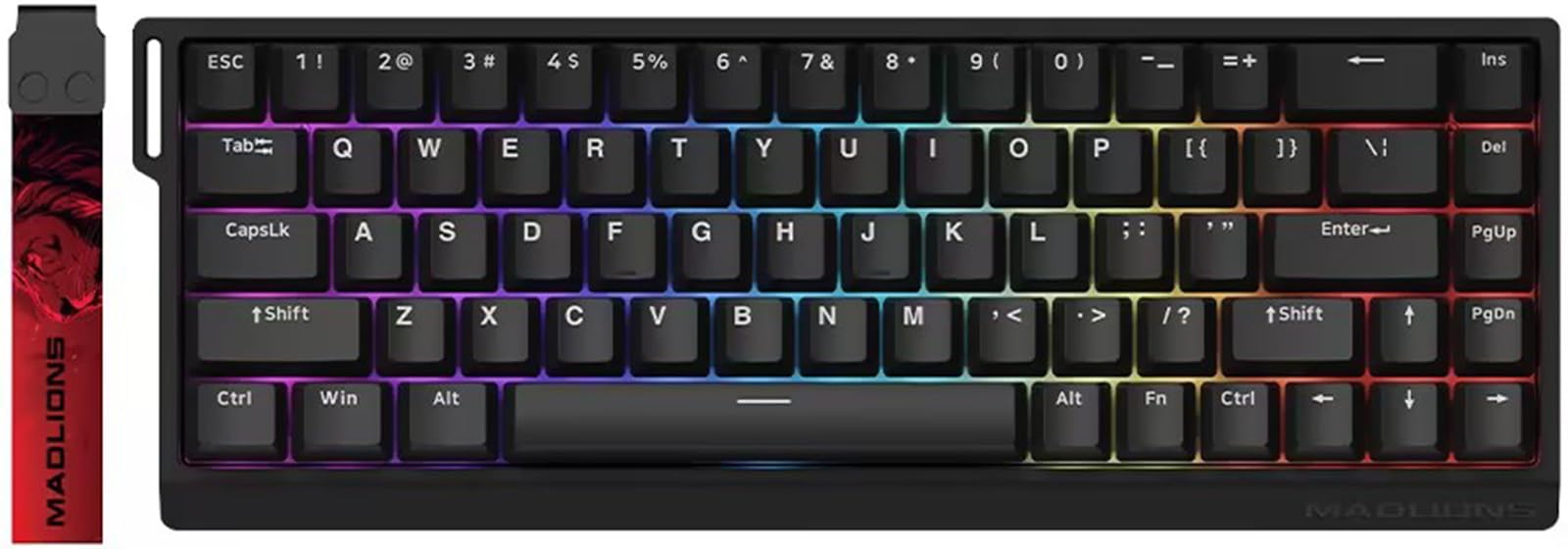 Hyekit x FGG MADLIONS MAD 68 HE RGB 60% Wired Magnetic Switch Gaming Keyboard with Adjustable Actuation  8000 Hz Polling Rate  Rapid control button Mode  Hall Effect Switches  for PC/Mac  Black