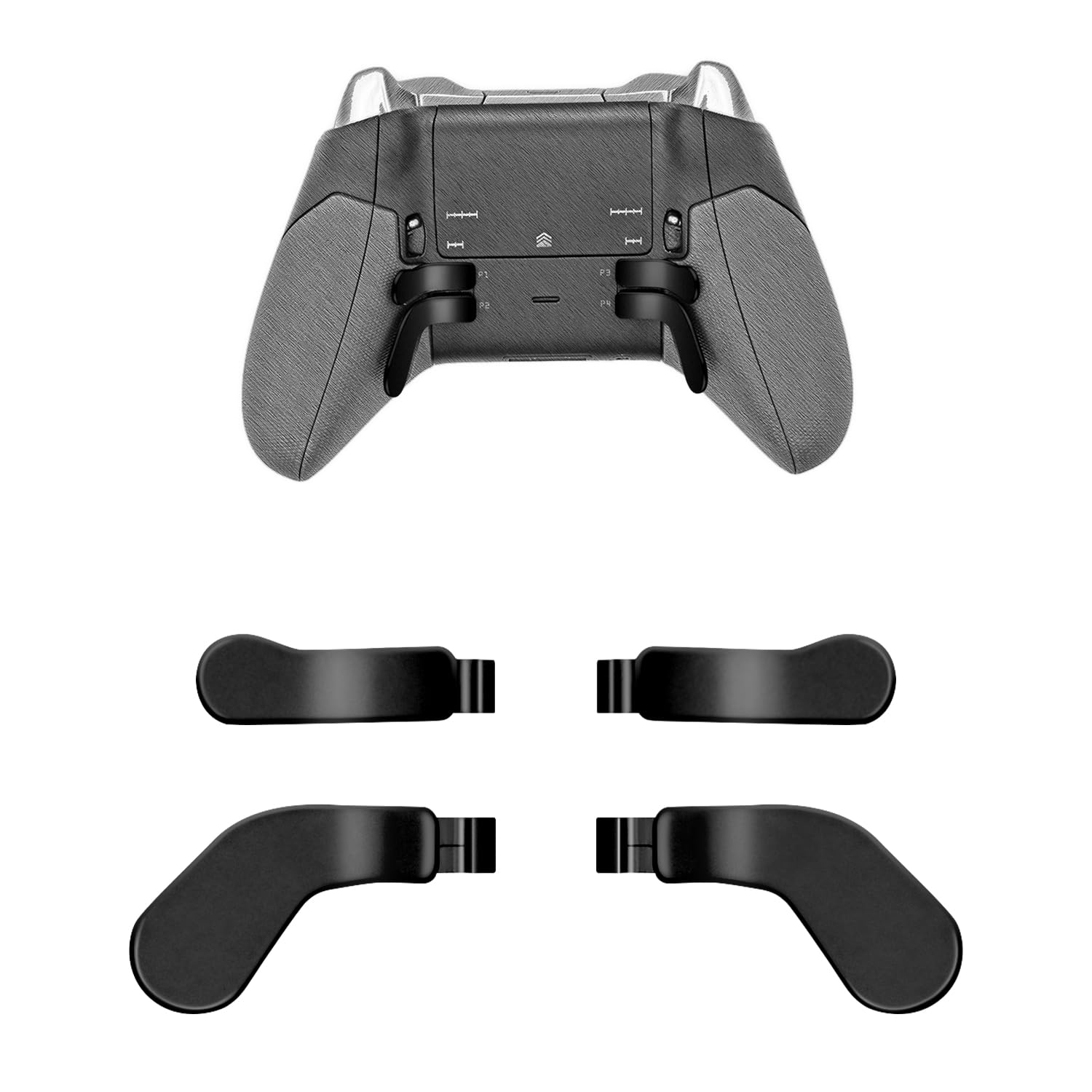 Mcbazel Metal Stainless Steel Paddles Trigger for Xbox Elite/Elite 2  Replacement Parts Accessories Kits Metal Paddles Compatible with Xbox Elite/Elite 2 Controller - 4 Pcs (Black)