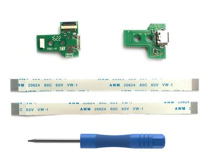 ElecGear 2PCs JDS-030 Replacement Charging Port Assembly for PS4 DualShock 4 Micro USB Connector Module