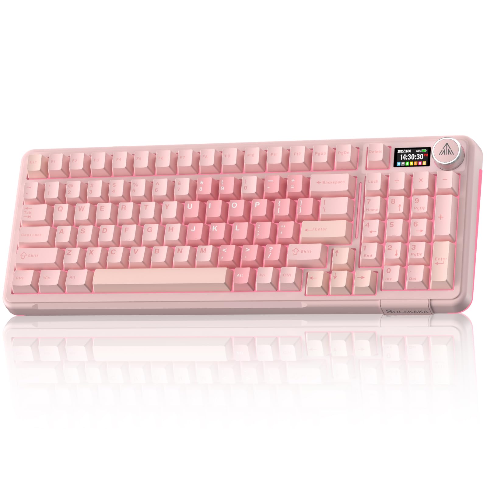 SOLAKAKA A99 Pro Wireless Gaming Keyboard with LCD Screen & Metal Knob  96% Layout Mechanical Keyboard  2.4GHz/BT5.0/USB-C  Hot Swappable  Creamy Keyboard with Gasket Structure  RGB  for Win/Mac