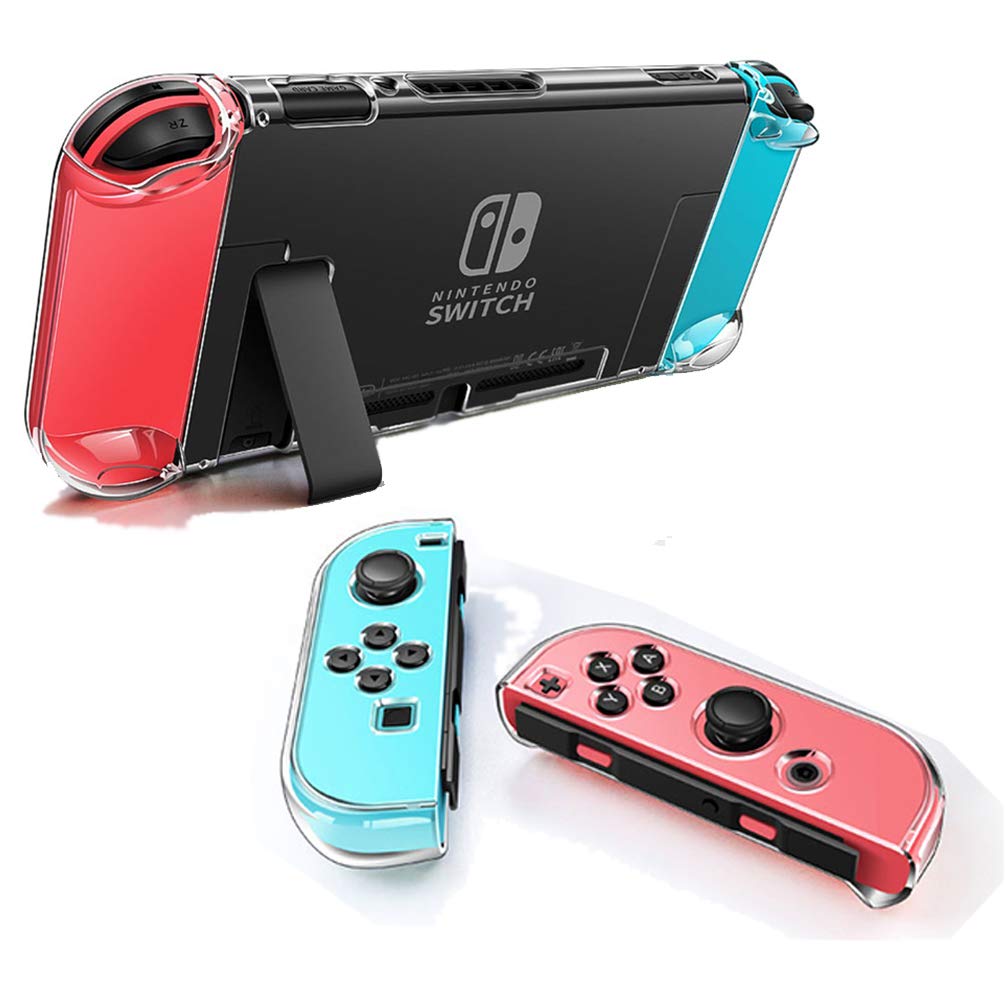 VANJUNN Dockable Clear Case for Nintendo Switch - 3 in 1 Protective Cover for Switch & Joy-Con - Shock-Absorption, Crystal Clear, Model NSwitchcase-Clear