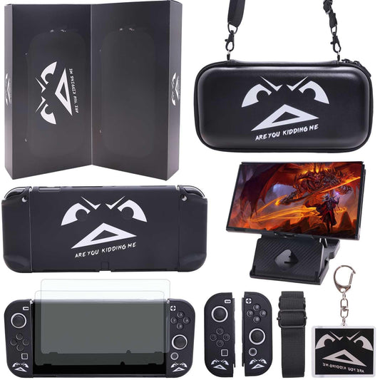 GUTIAL Accessories Bundle for Nintendo Switch OLED - Cute Kawaii NS OLED Accessories kit for Grils Boys Kids with Carrying Case  Cartoon Dockable Cover Case  Screen Protector  Stand - Black