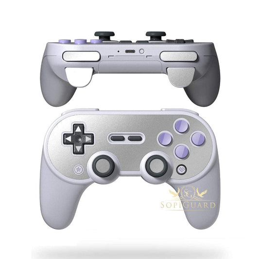 SopiGuard Skin for 8BitDo SN30 Pro+ Controller Precision Cut Vinyl Sticker Wrap (Icy Silver Metallic)