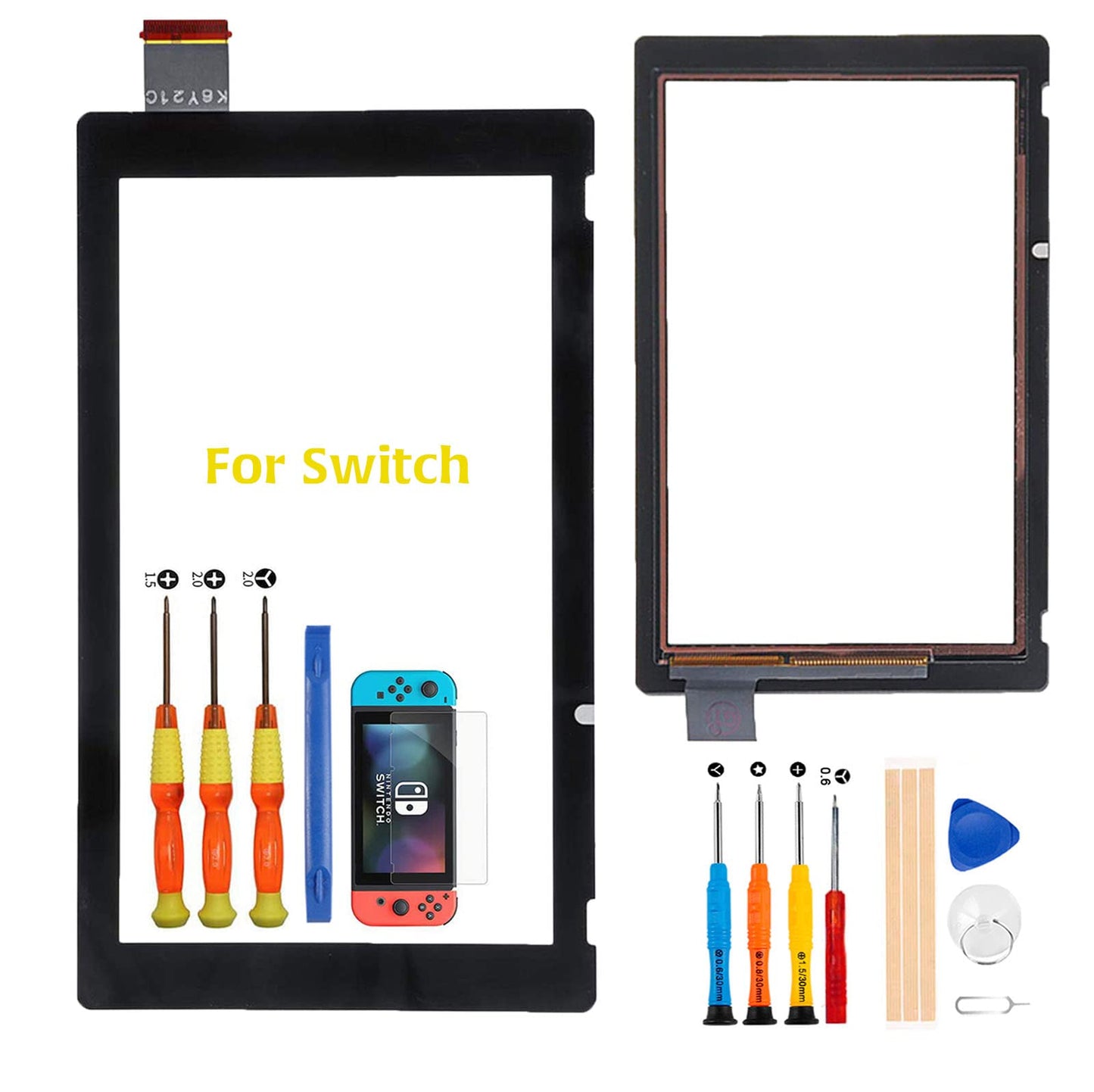 A-MIND for Nintendo Switch Touch Screen Replacement Parts Front Glass Panel Only(Not for Switch Lite Not LCD) with Free Tool Set + Screen Protector (Touch Screen)