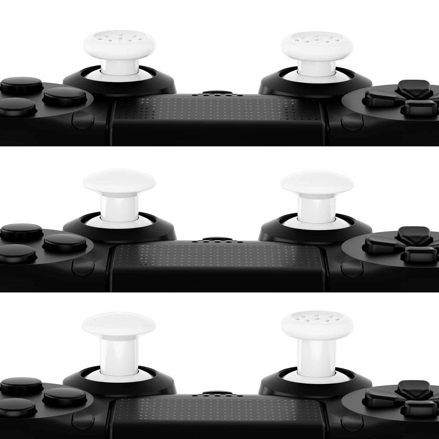 eXtremeRate ThumbsGear Ergonomic Thumbstick for PS5/PS4, Adjustable Joystick, 3 Heights, White, Model P4J1102