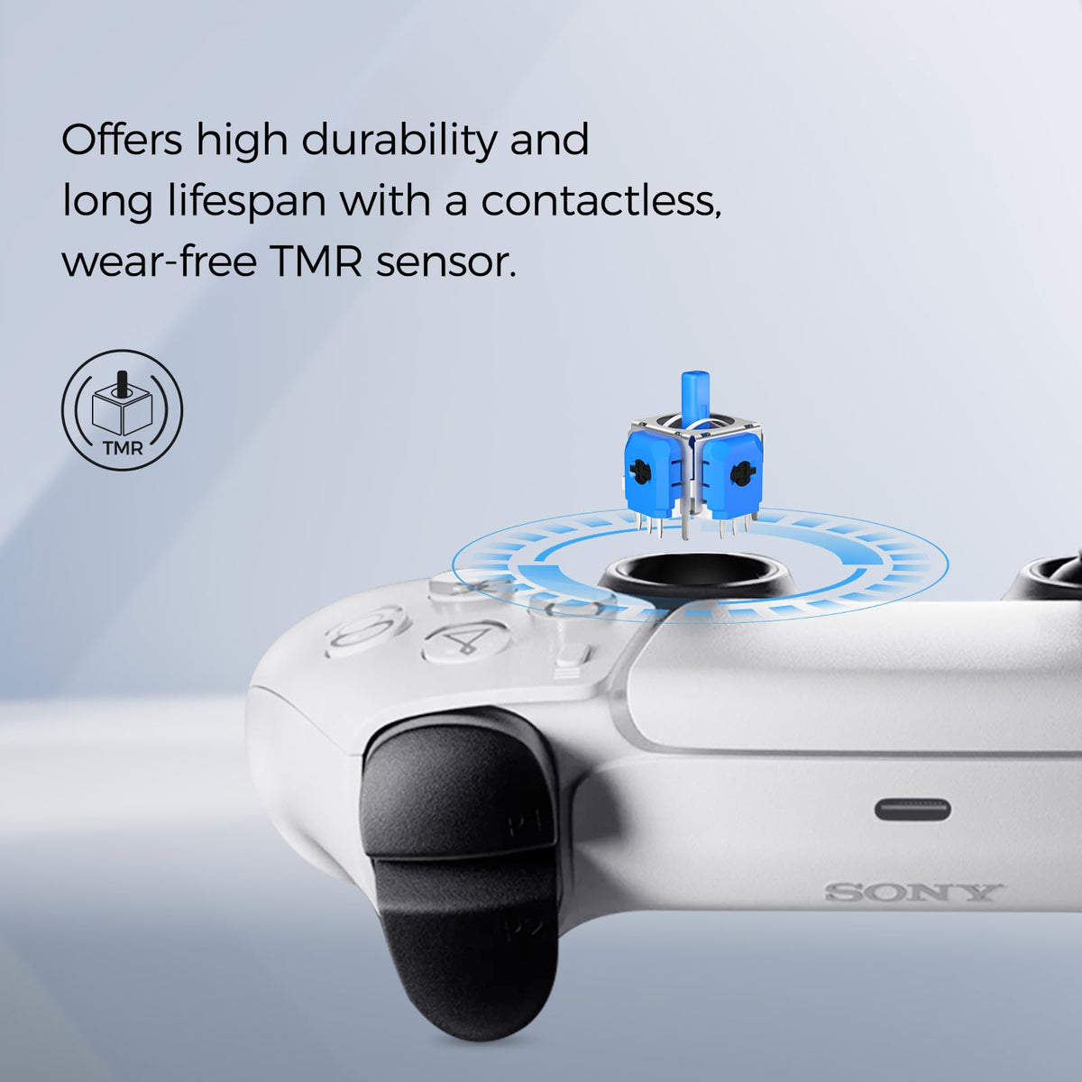 AKNES Joystick Replacement for PS5 DualSense Controller, Anti-Drift, 2 Pairs Thumbstick Caps, TMR-PS5 Color