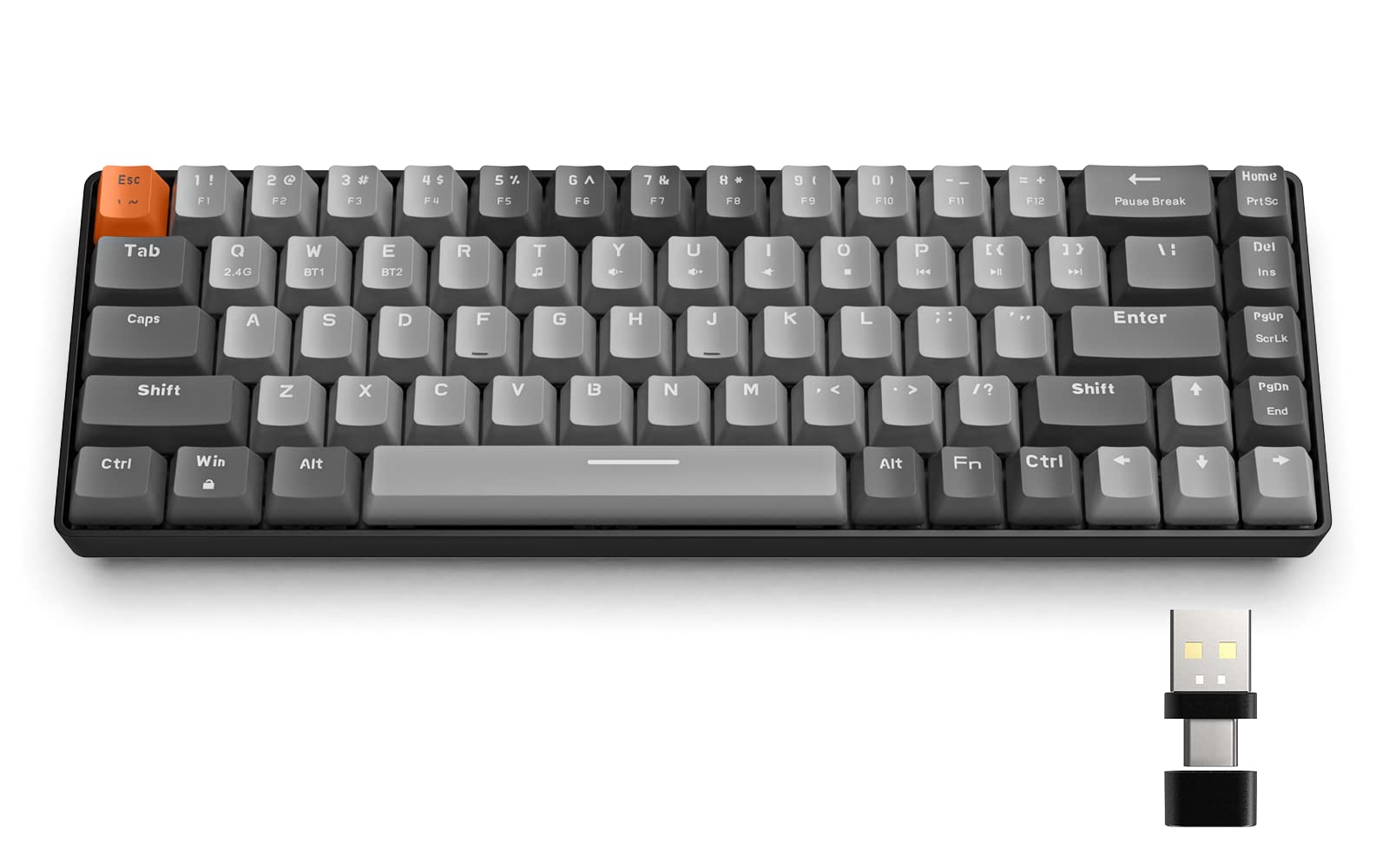 MAGIC-REFINER RK68 60% Wireless Mechanical Keyboard  Bluetooth 5.0/2.4GHz with Dual Mode 2-in-1 Receiver  Ergonomic Compact 68-Key Hot Swappable Gaming Keyboard  Red Switch for Mac Windows PC