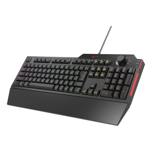 Elecom TK-G02UMBK Wired Gaming Keyboard with Detachable Wrist Rest Volume Dial Membrane Full Key Black