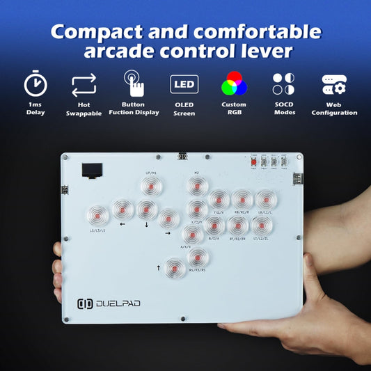 BITFUNX Duelpad A16 Arcade Stick - Leverless Controller for PS4/PS3/PC/Switch, RGB, Turbo, SOCD, Model A16 v2.0