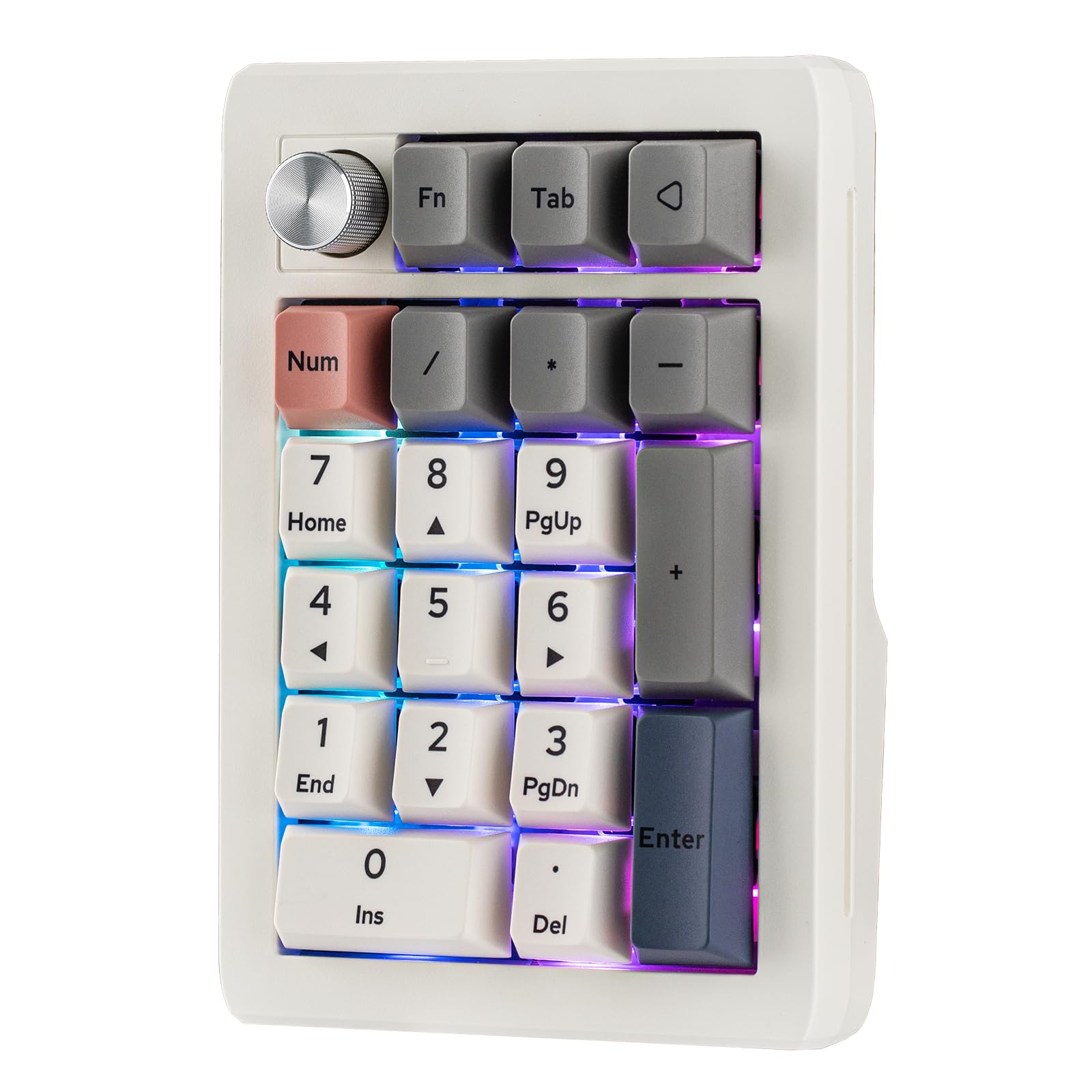 EPOMAKER EK21 VIA Gasket Number Pad with 1000mAh Battery  BT 5.0/2.4GHz/Wired Hot-Swap Numpad with Aluminum Alloy knob  Programmable for Win/Mac/Gaming (Retro White  Zebra Switch)
