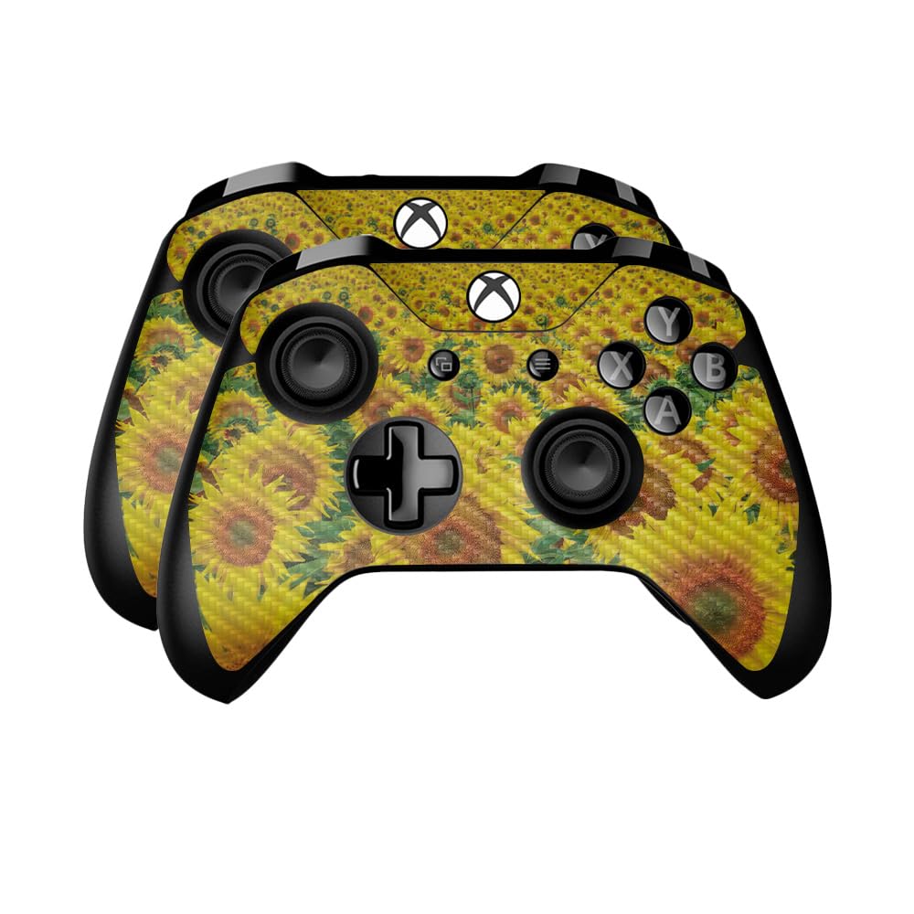 Carbon Fiber Skin Compatible with Microsoft Xbox One Controller (2 Pack) - Sunflower Field - Premium 3M Vinyl Protective Wrap Decal Cover - Easy to Apply | Crafted in The USA by MightySkins