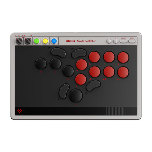 8Bitdo Arcade Controller for Switch & Windows – Bluetooth, 2.4G, Wired, Retro Design, Low-profile Switches, 4 Programmable Buttons, Model 6922621507611