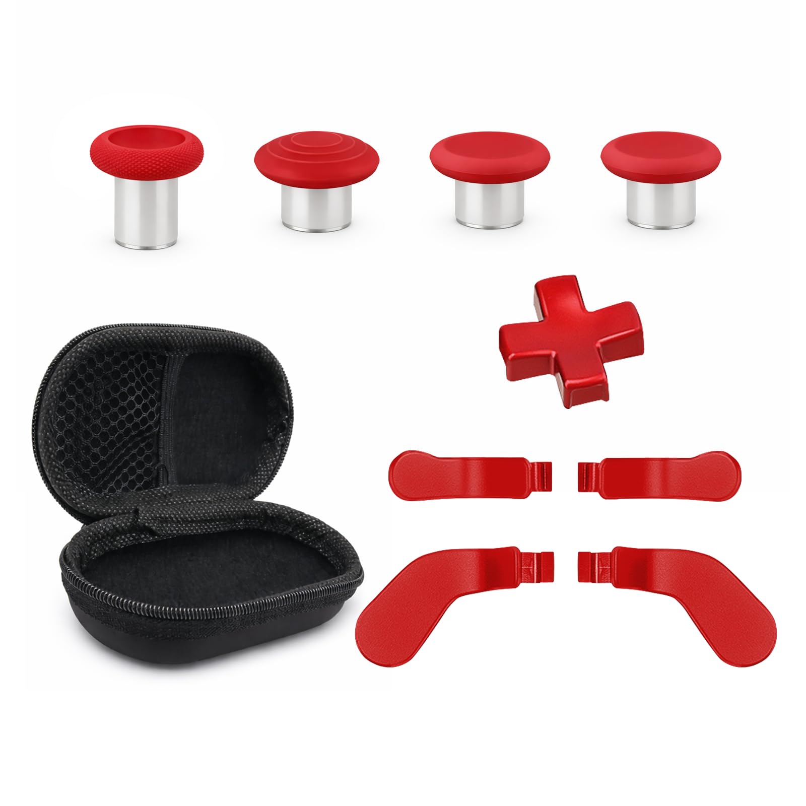 Elite Series 2 Paddles Accessories  Metal Thumbsticks Replacement Buttons for Xbox One Elite Series 2 Core  9 in 1 Component Pack Includes 4 Joysticks  4 Paddles and 1 Dpad(Red)