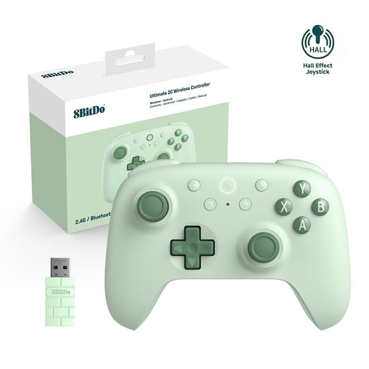 8Bitdo Ultimate 2C Wireless Controller for Windows PC & Android  Hall Effect Joysticks and Triggers  PC Controller with 1000 Hz Polling Rate  Remappable L4/R4 Bumpers  Green