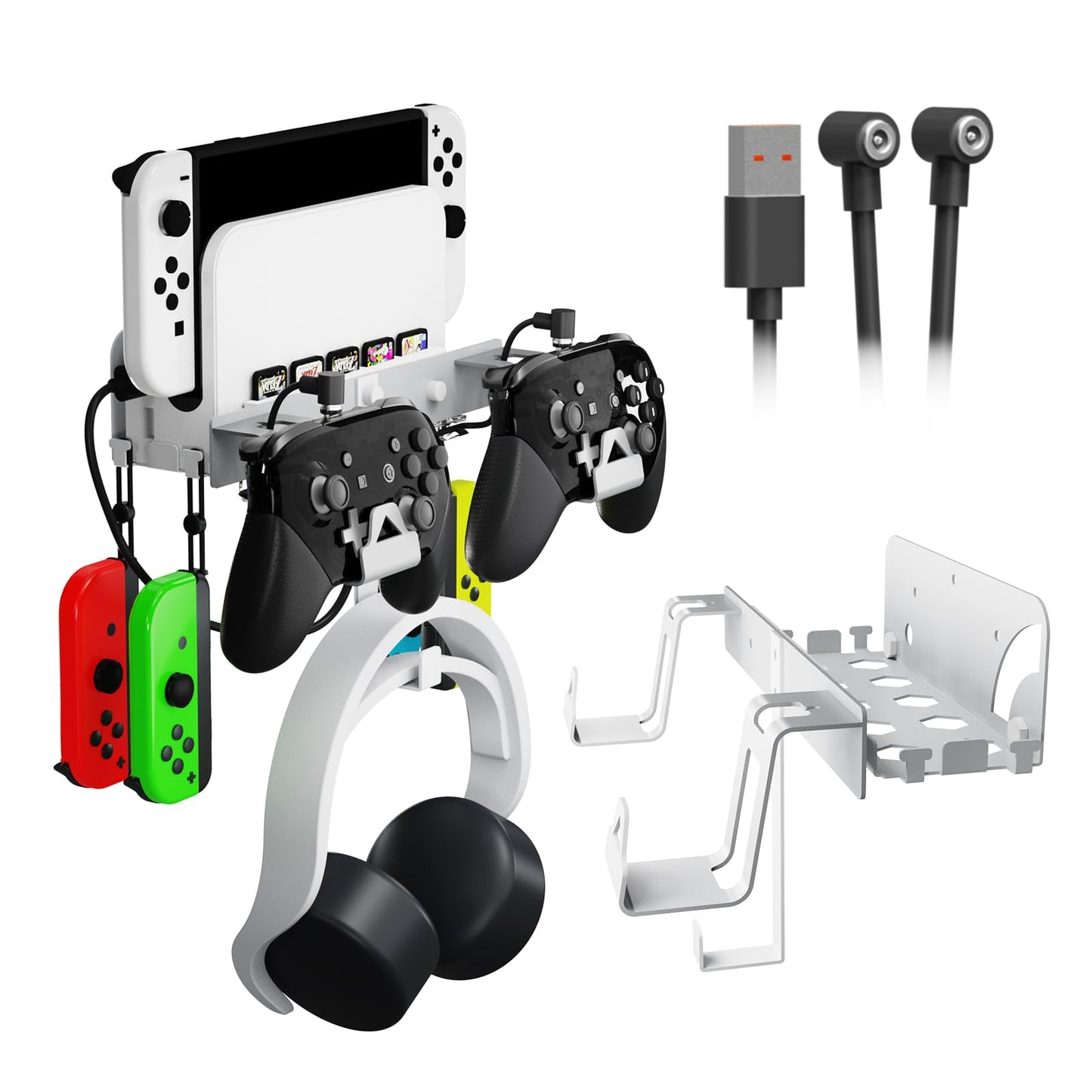 EJGAME Wall Mount Bracket Compatible with Nintendo Switch/OLED,Metal Wall Mount Kit Shelf Stand Accessories with Hooks for Hangi