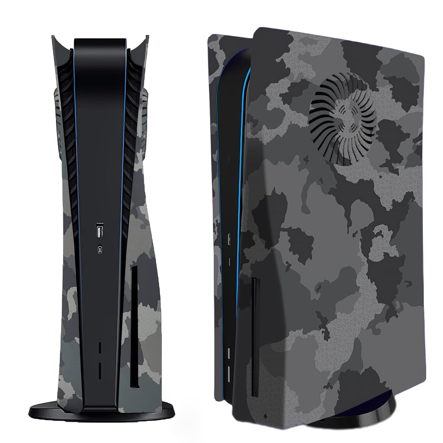 Face Plate Cover Shell with Cooling Vents for PS5 Disc Edition Console FacePlate  Accessories Compatible with Playstation 5 Protective Replacement Panels (Gray Camouflage)