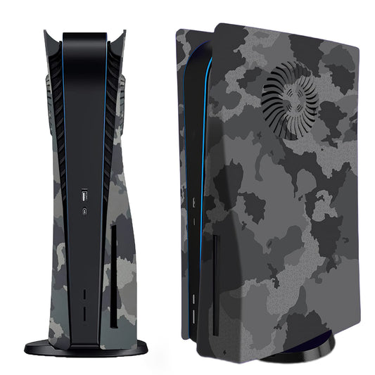 Face Plate Cover Shell with Cooling Vents for PS5 Disc Edition Console FacePlate  Accessories Compatible with Playstation 5 Protective Replacement Panels (Gray Camouflage)