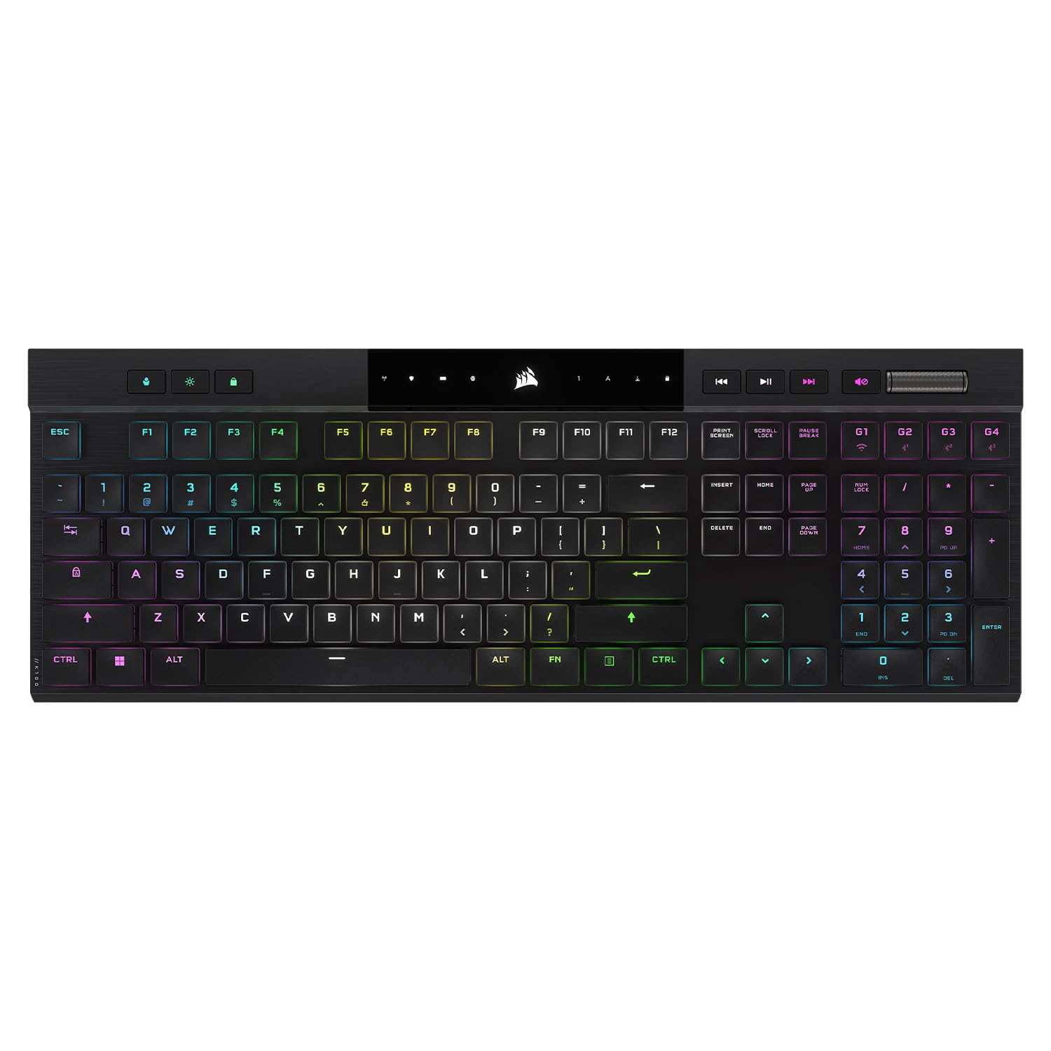 Corsair K100 AIR Wireless RGB Mechanical Gaming Keyboard - Ultra-Thin  Sub-1ms Slipstream  Low-Latency Bluetooth  Cherry MX Ultra Low Profile Keyswitches - NA Layout  QWERTY - Black