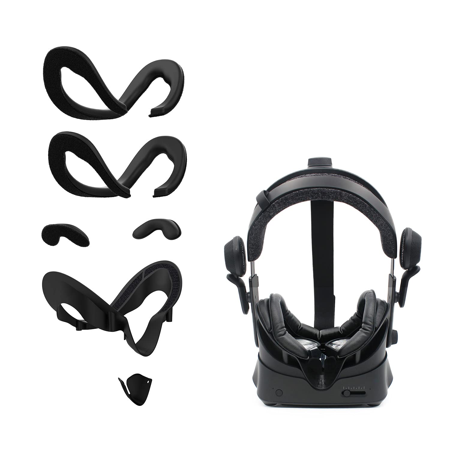 AMVR Facial Interface Bracket Set for Valve Index - PU Leather Foam Cover, Anti-Leakage Nose Pad, Black