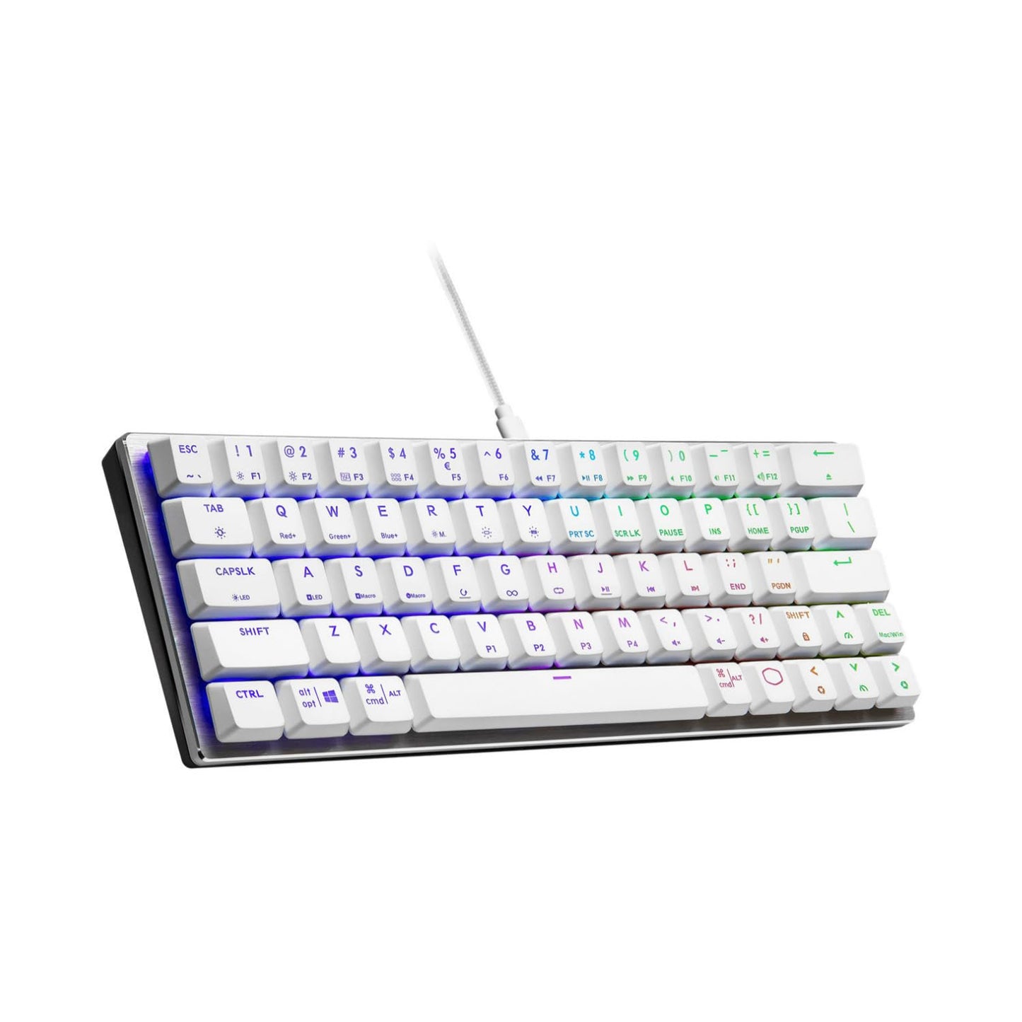 Cooler Master SK620 60% Silver/White Mechanical Low Profile Gaming Keyboard, Linear Red Switches, Customizable RGB, Ergonomic De
